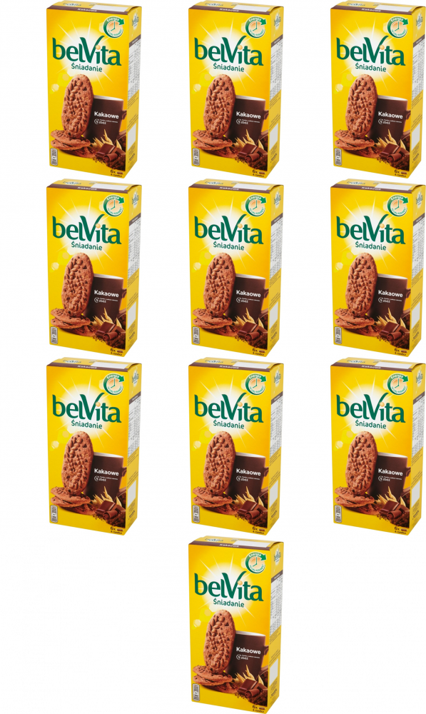 10x Ciastka Belvita 5 zbóż, kakao, 300g