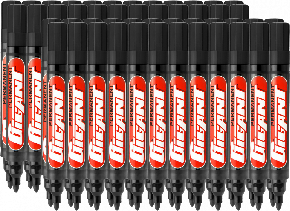 48x Marker permanentny Kamet, Gigant, okrągła, 5.2mm czarny