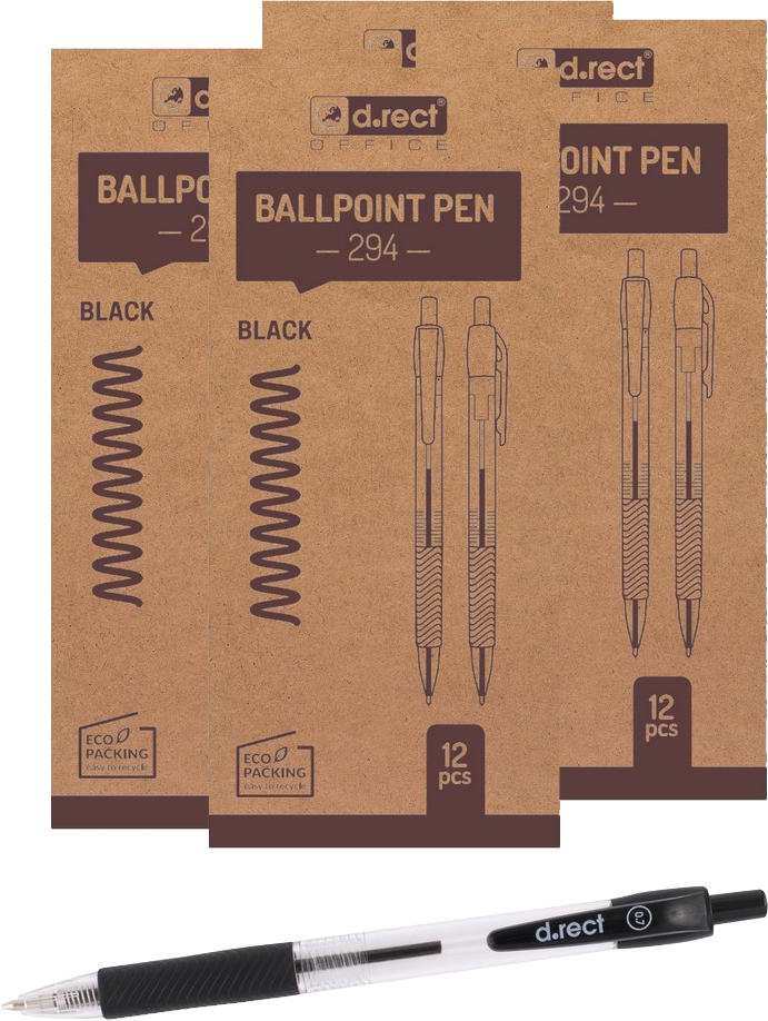 48x Długopis automatyczny D.Rect 294, 0.7mm, czarny