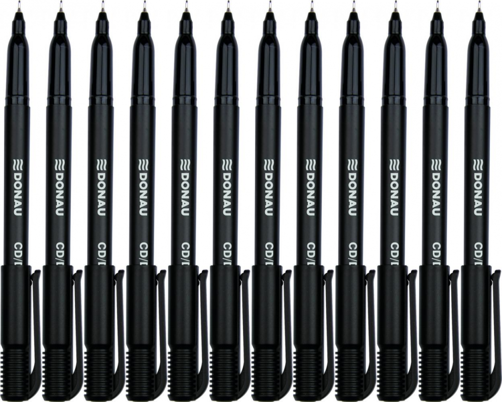 12x Marker do płyt CD i DVD Donau, okrągła, 0.5 mm, czarny