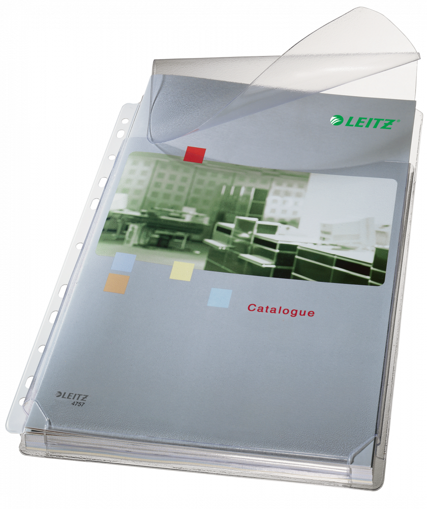 Koszulki groszkowe Leitz, poszerzane, z klapką, A4, 170μm, 5 sztuk, transparentny