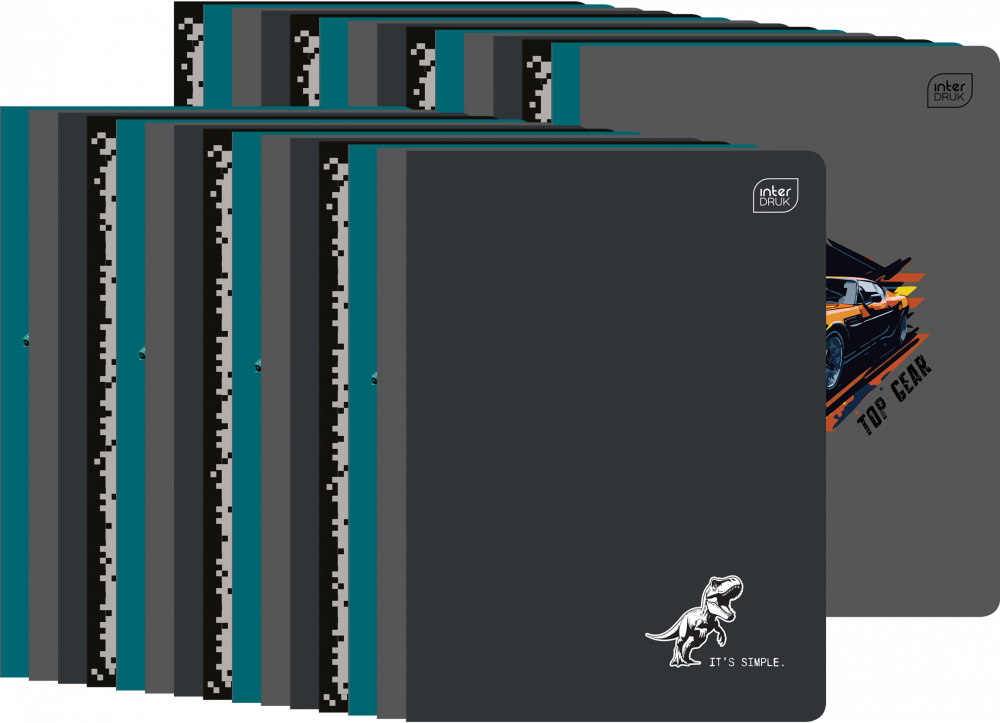 30x Zeszyt w kratkę Interdruk UV Boys, A5, 16 kartek, mix wzorów