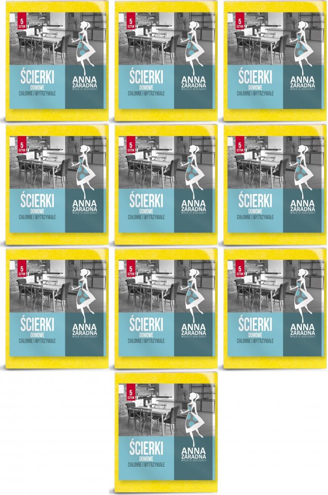 10x Ściereczka domowa Anna Zaradna, 32x38cm, 5 sztuk, mix kolorów
