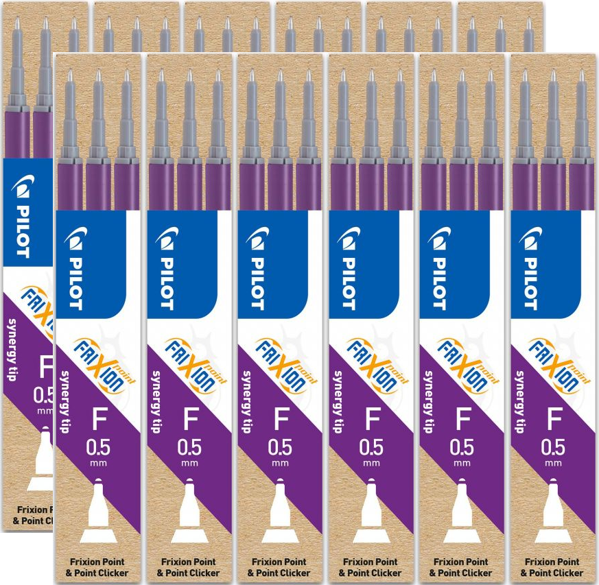 12x Wkład do cienkopisu wymazywalnego Pilot Frixion Point, 0.5 mm, 3 sztuki, fioletowy