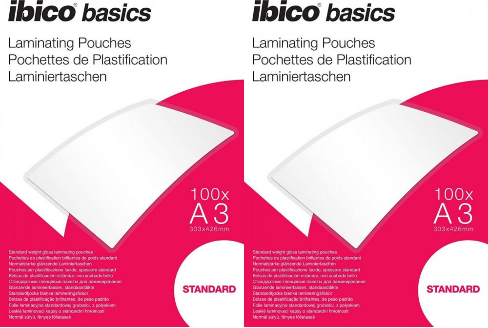 2x Folia do laminowania Ibico, 303x426mm, A3, 2x125 μm, 100 arkuszy