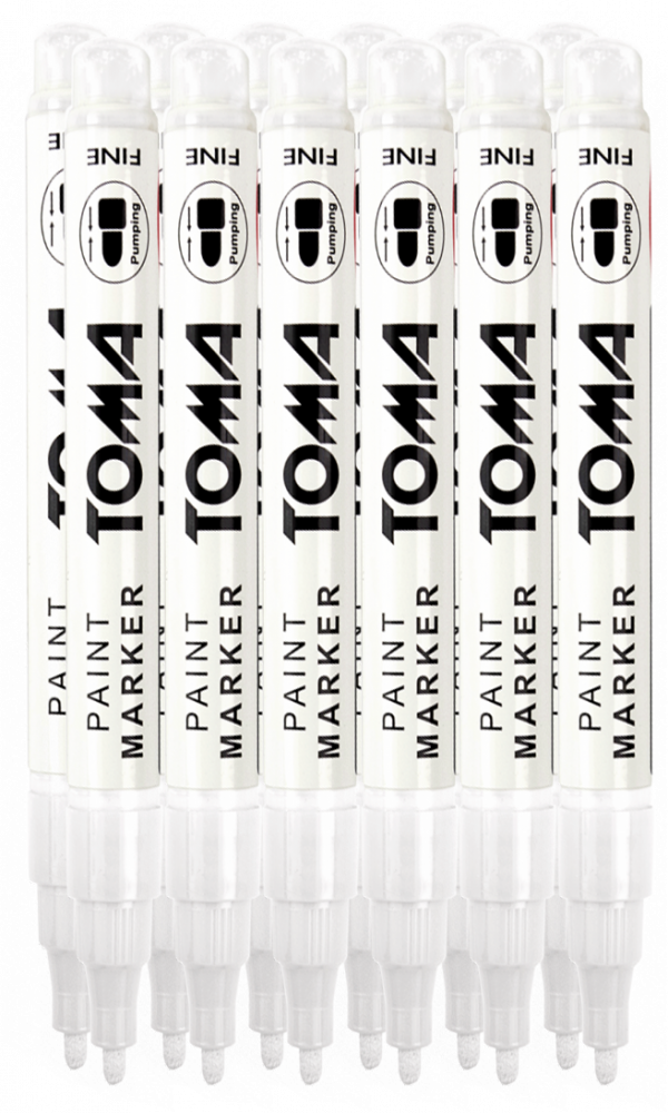 12x Marker olejowy Toma TO-441, Fine, okrągła, 1.5 mm, biały