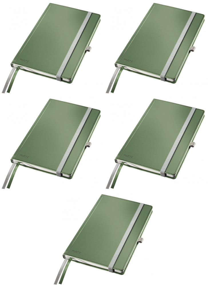 5x Notatnik w kratkę Leitz Style, A5, twarda oprawa, 80 kartek, pistacjowa zieleń