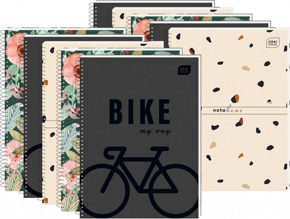 10x Kołonotatnik Interdruk A4, w linie, 100 kartek, mix wzorów