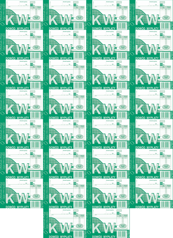 100x Druk akcydensowy KW Dowód wypłaty MiP 402-5, A6, wielokopia, 80k