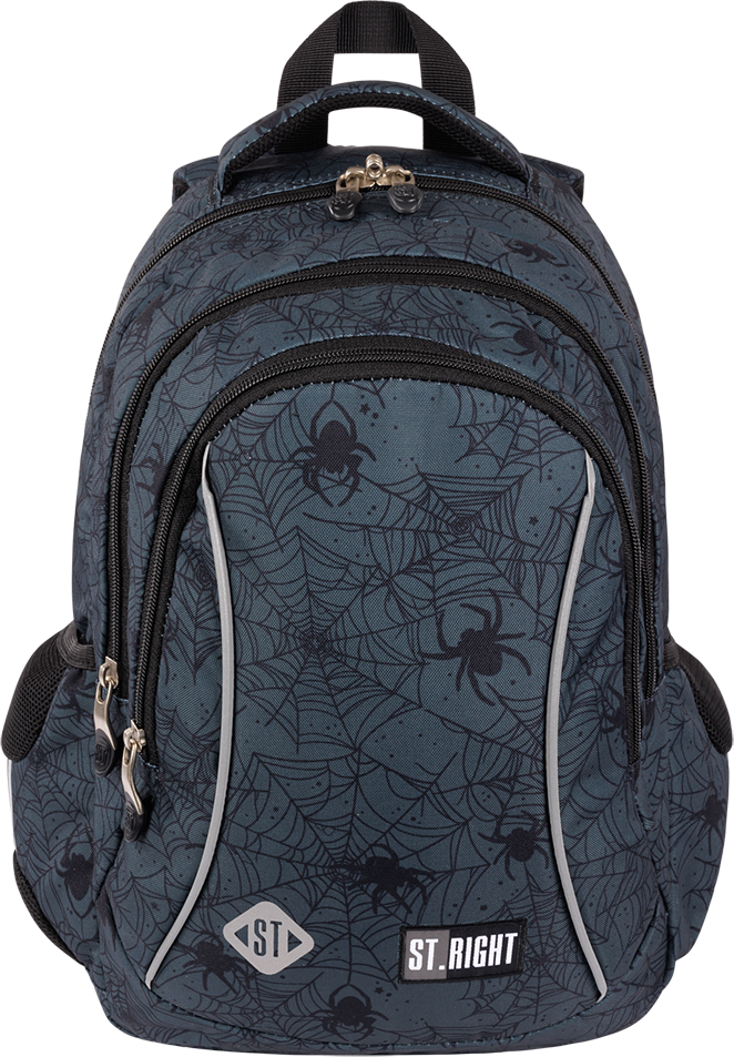 Plecak szkolny St.Right BP26 Spider Web, trzykomorowy, 20l, 39x27x17cm, czarny