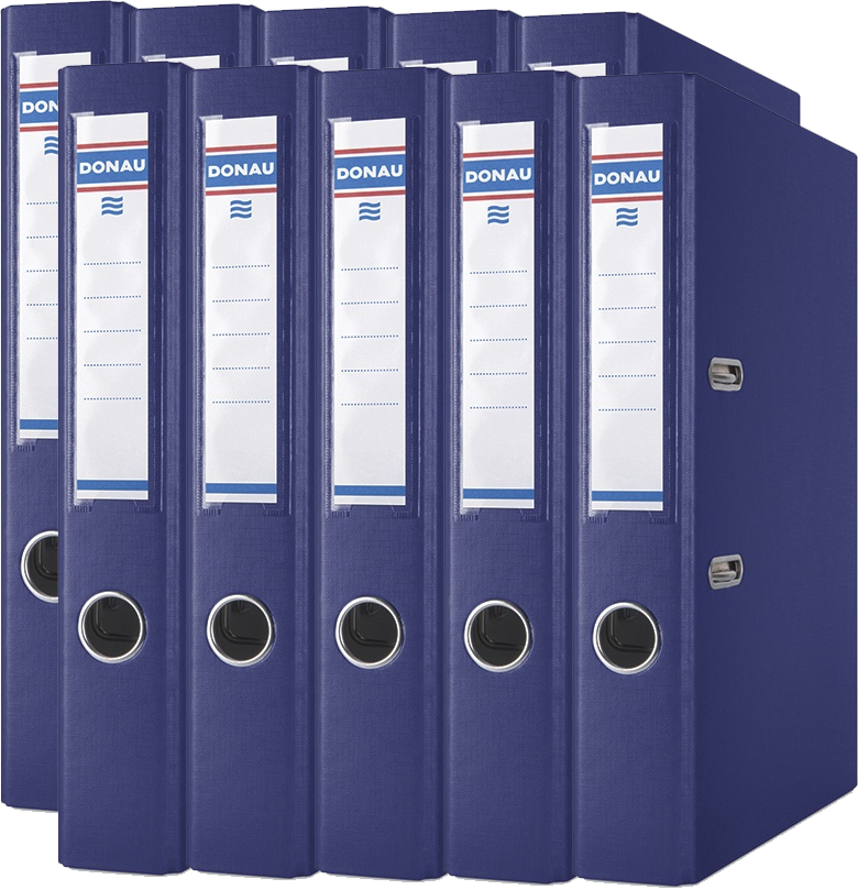 10x Segregator A4 Donau Master, szerokość grzbietu 50mm, do 350 kartek, granatowy