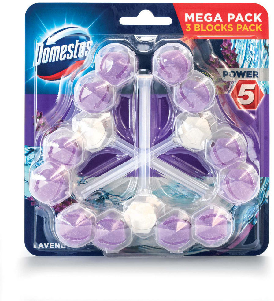 Zawieszka do WC Domestos Power 5, lawendowy, 3x55g