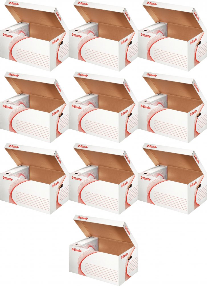 10x Pudło archiwizacyjne zbiorcze Esselte, 550mm, do 5 pudeł 100mm, otwierane od góry, biały
