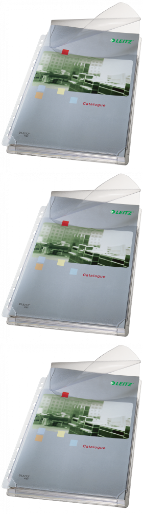 3x Koszulki groszkowe Leitz, poszerzane, z klapką, A4, 170μm, 5 sztuk, transparentny