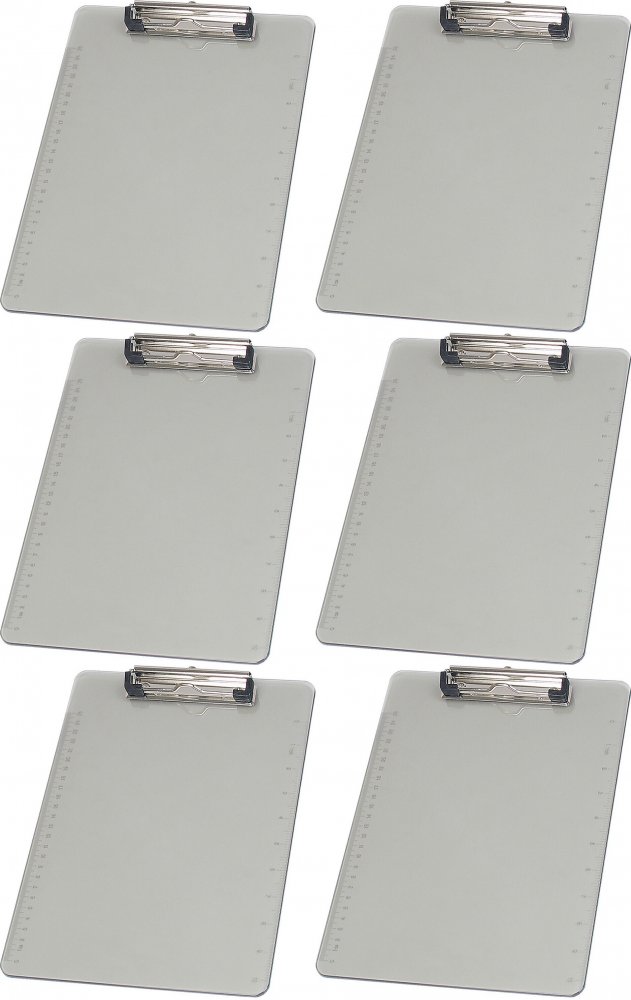 6x Clipboard D. Rect, A4, z nadrukiem linijki, mix kolorów transparentnych