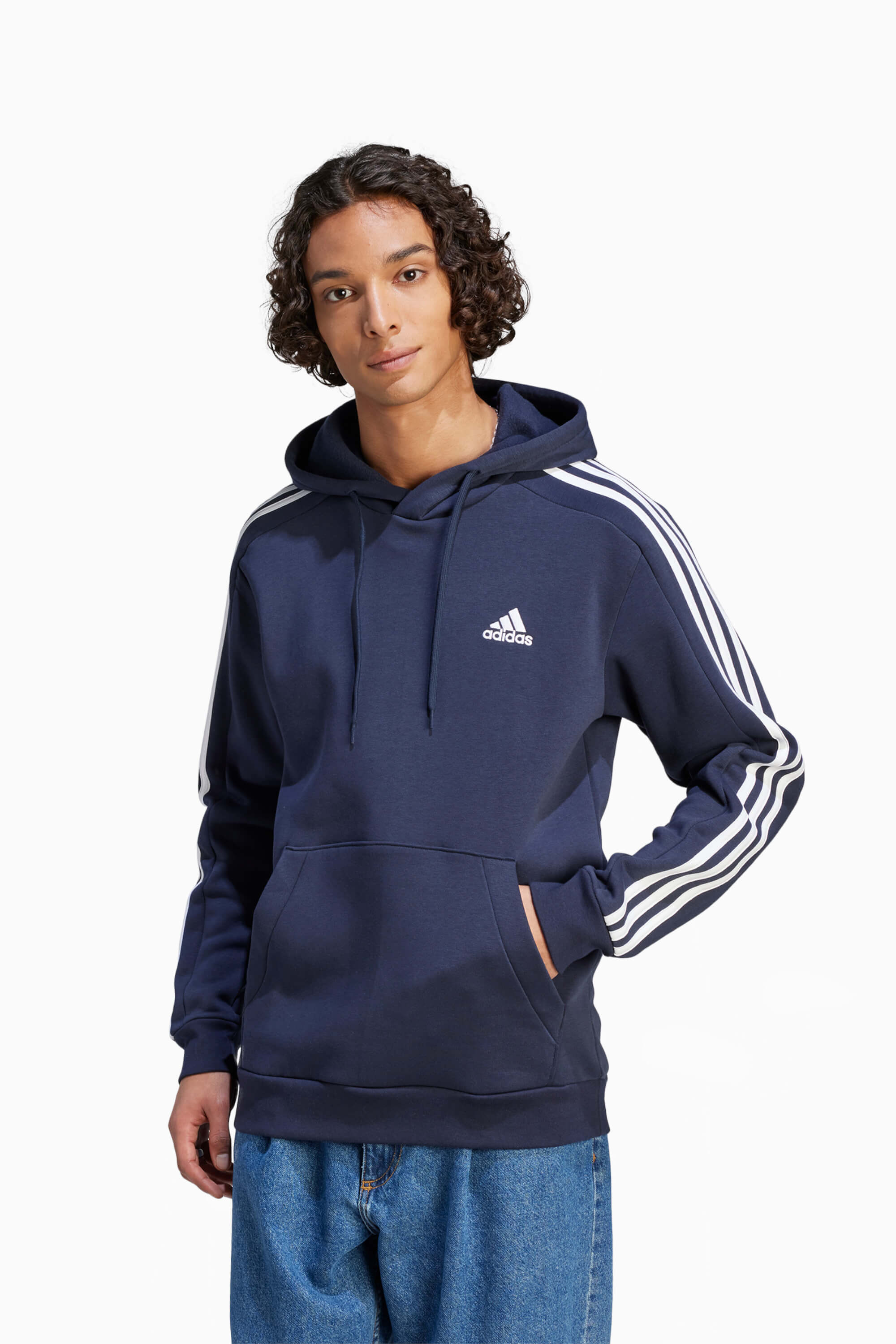 Bluza z kapturem adidas Essentials Fleece 3S - Granatowy