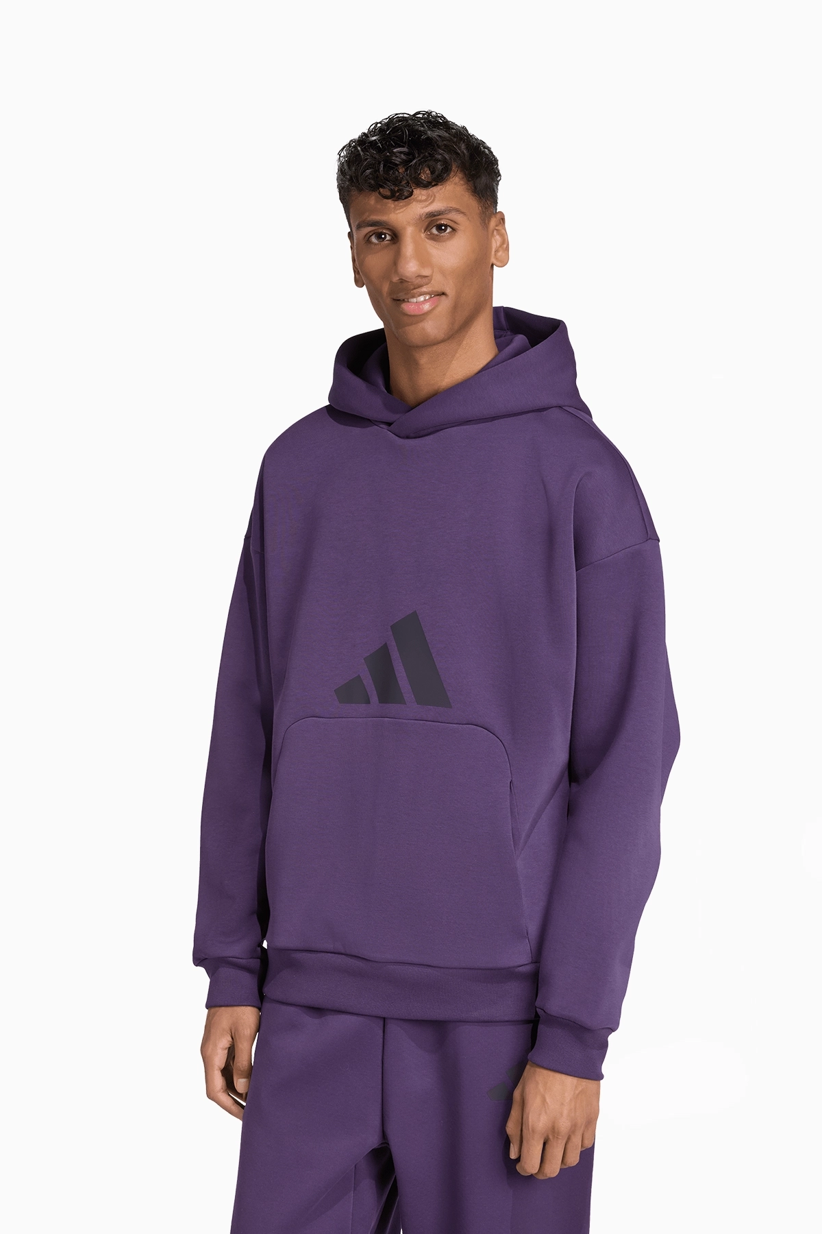 Bluza z kapturem adidas Future Icons 3 Bar Logo - Fioletowy