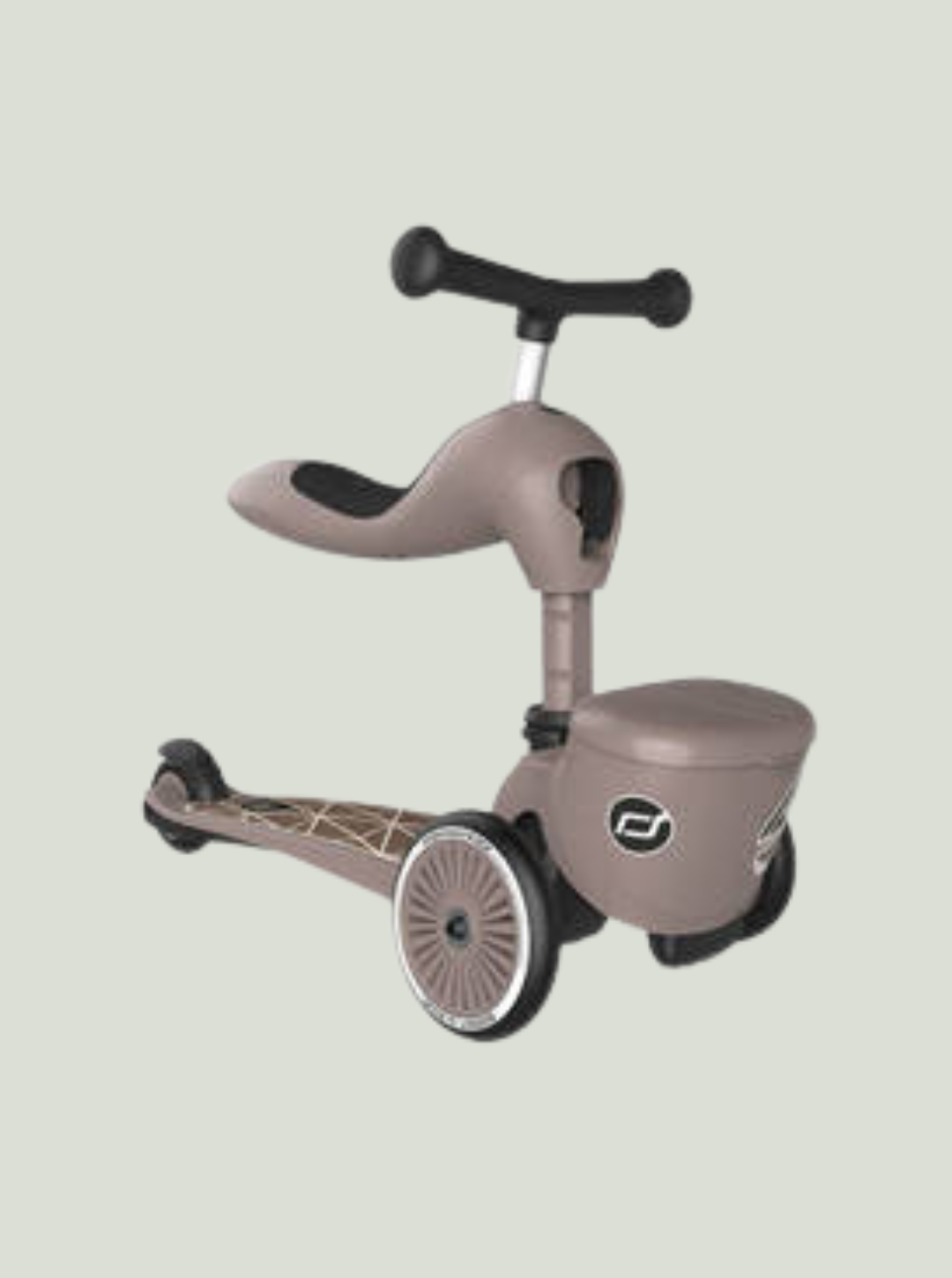 Jeździk i hulajnoga z zamykanym schowkiem 2w1 SCOOT & RIDE Highwaykick 1, 1-5 lat Brown Lines