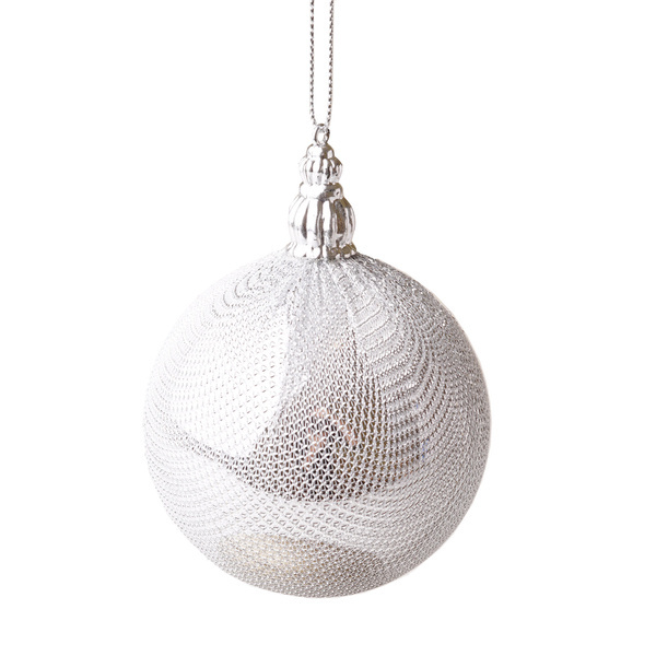 Bombka srebrna z siateczką 8cm