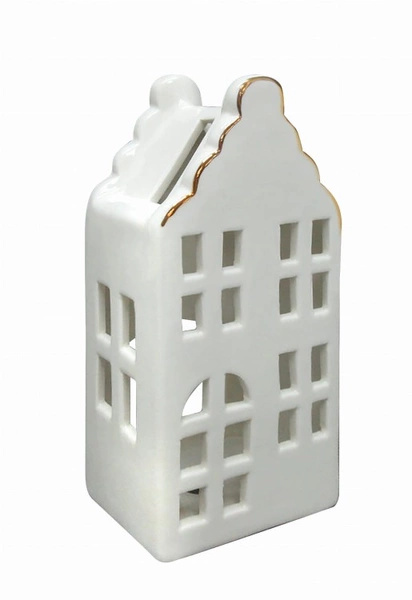 Domek T-light ceramiczny biały lampion świecznik 16,5cm