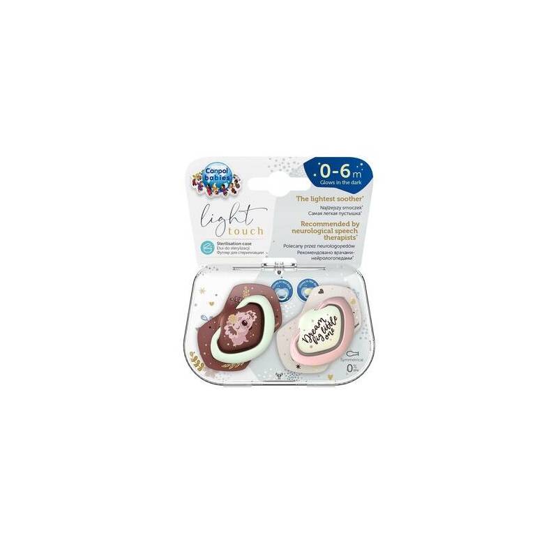 Canpol babies - smoczek silikonowy 0-6m, symetryczny sleepy koala girl 22/658, 2 sztuki