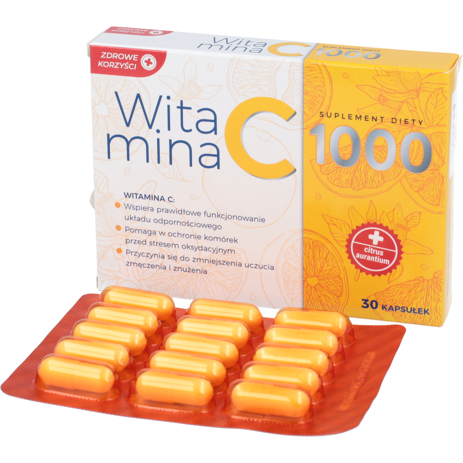Zdrowe korzyści witamina c 1000, 30 kapsułek