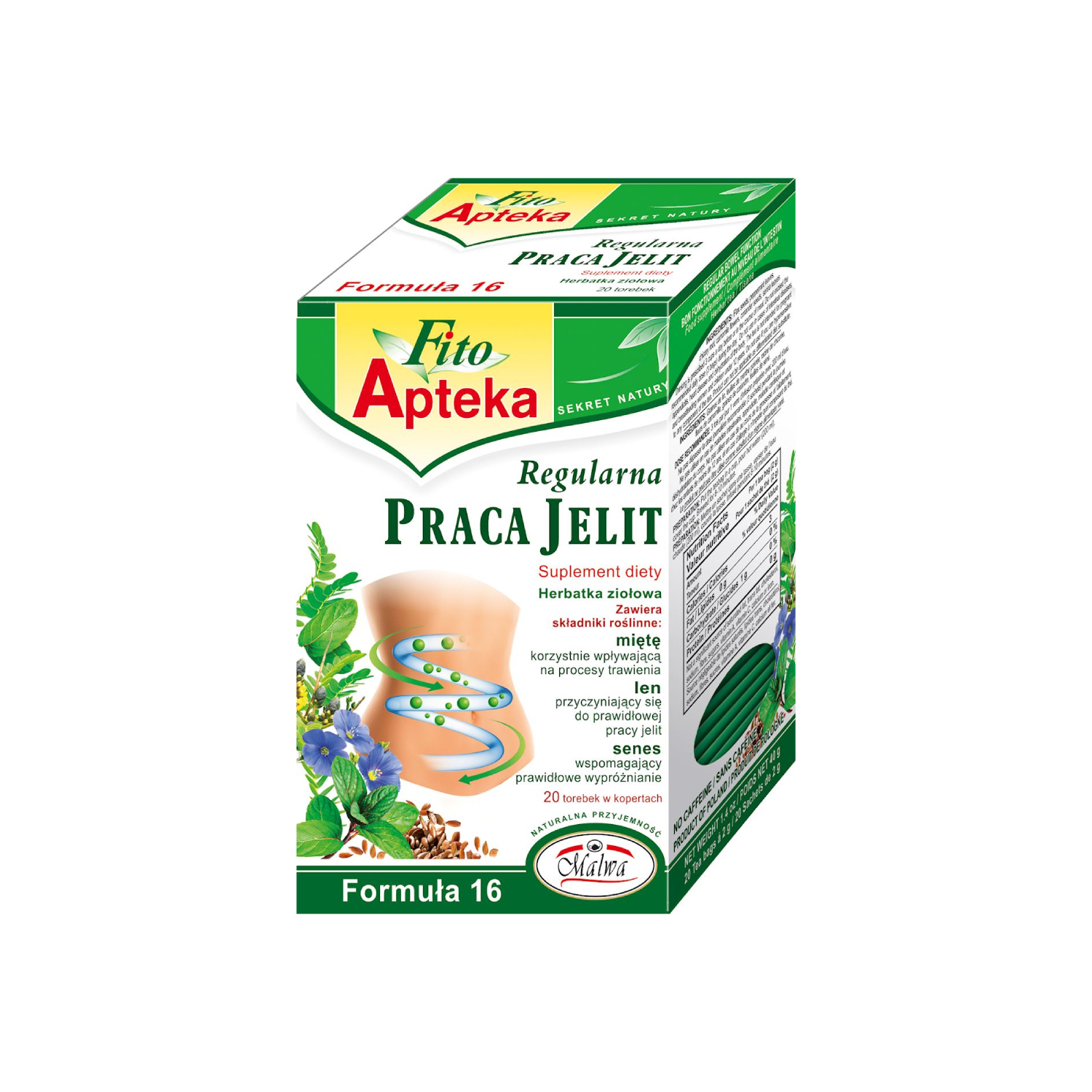 Malwa praca jelit, formuła 16, zioła, 20 saszetek