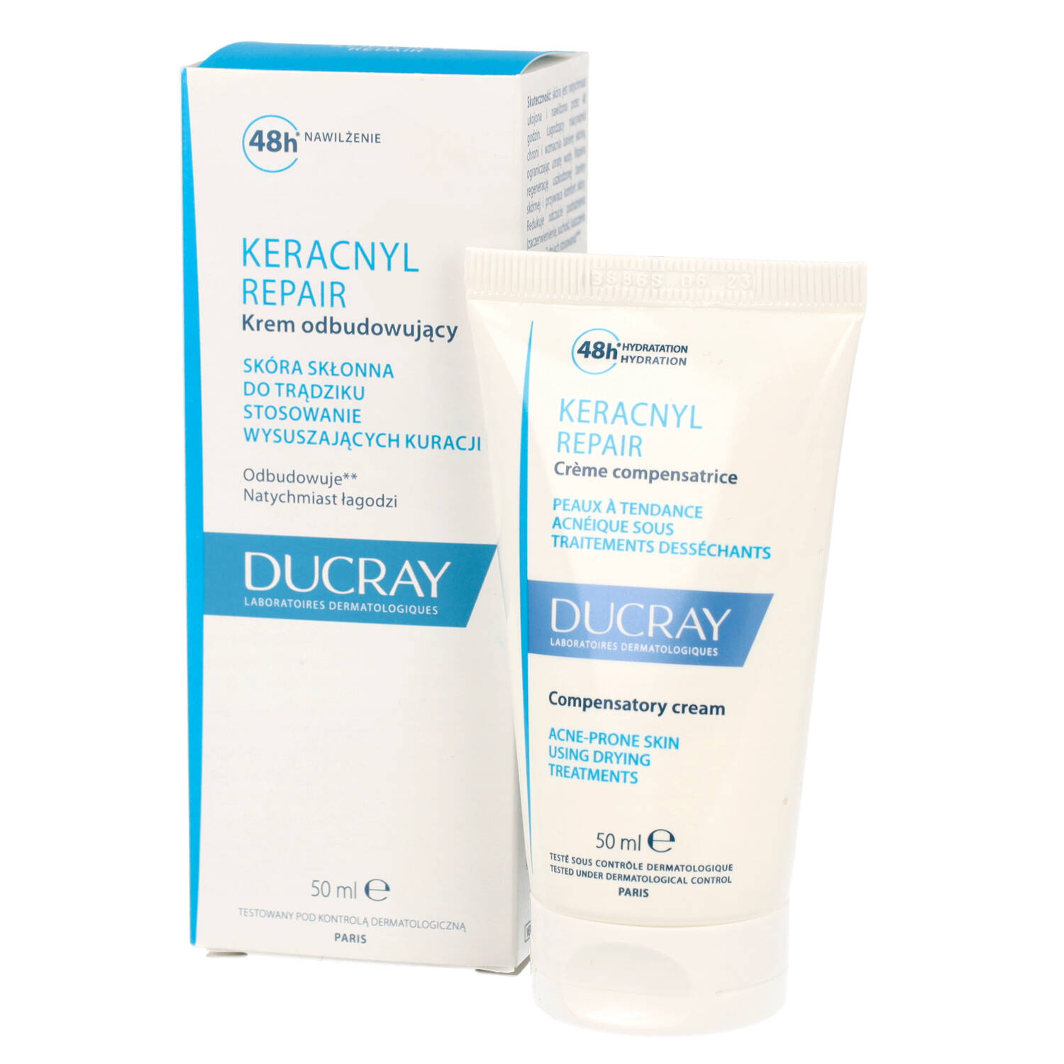 Ducray keracnyl repair - krem odbudowujący, skóra skłonna do trądziku i po zabiegach, 50 ml