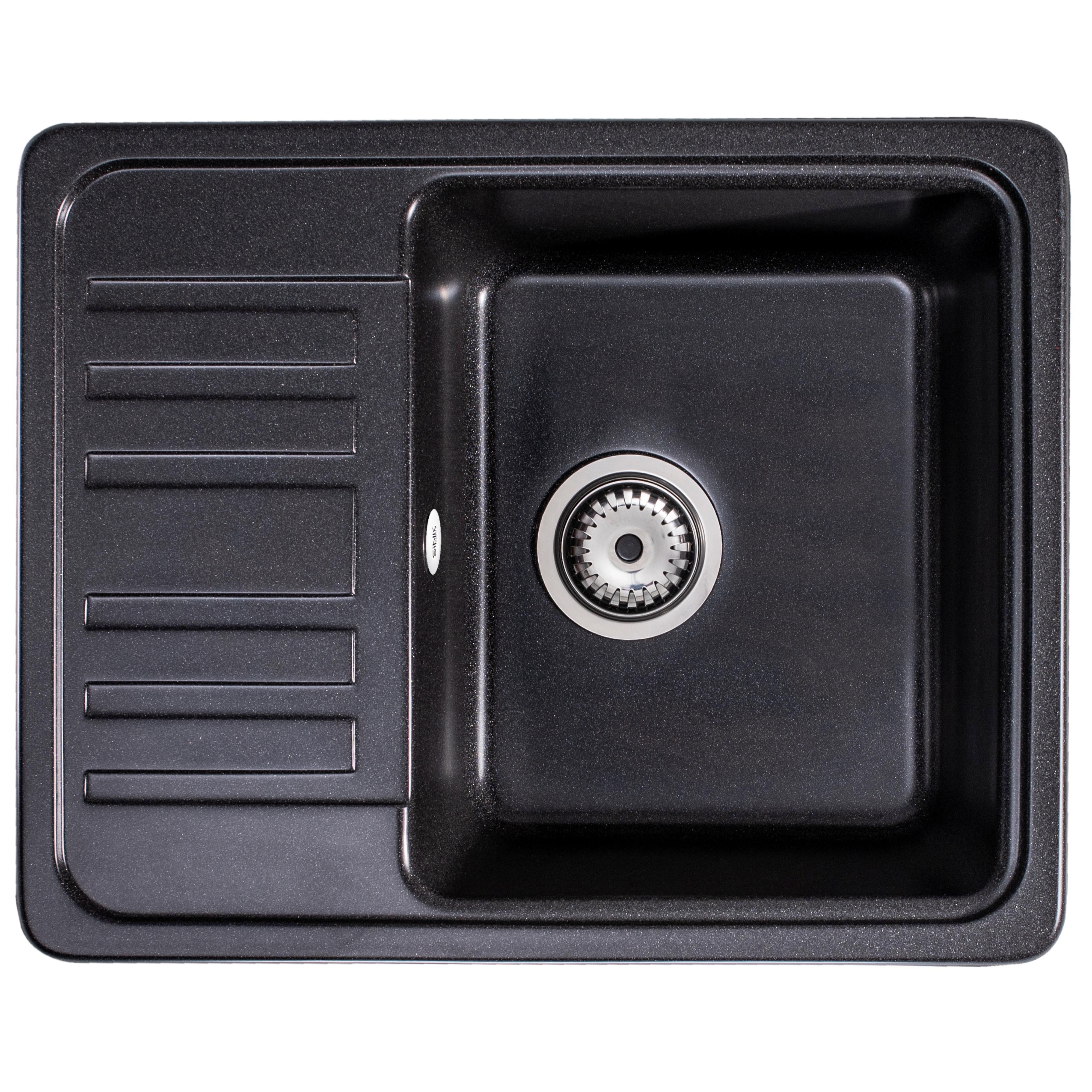 Sink Quality Sapphire Brocade zlewozmywak granitowy 56,5x46 cm czarny metalik SAP.B.1KKO.X - Wysyłka w 24h