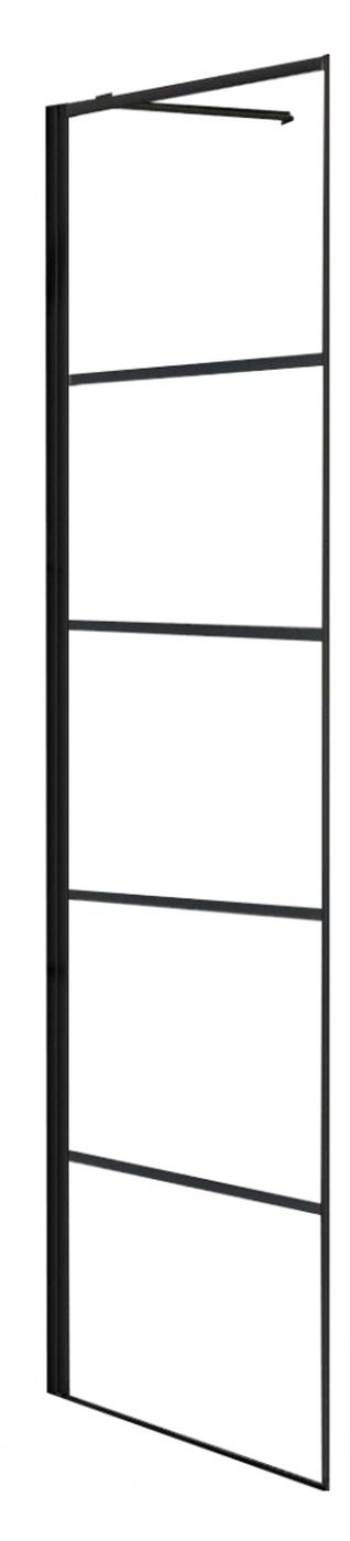 Rea Molier Black ścianka prysznicowa 90 cm boczna profile czarne REA-K8531