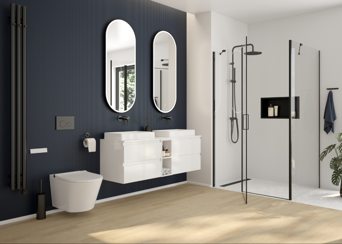 Oltens Grotta półka wnękowa 60 cm czarna 97001300 - Wysyłka w 24h