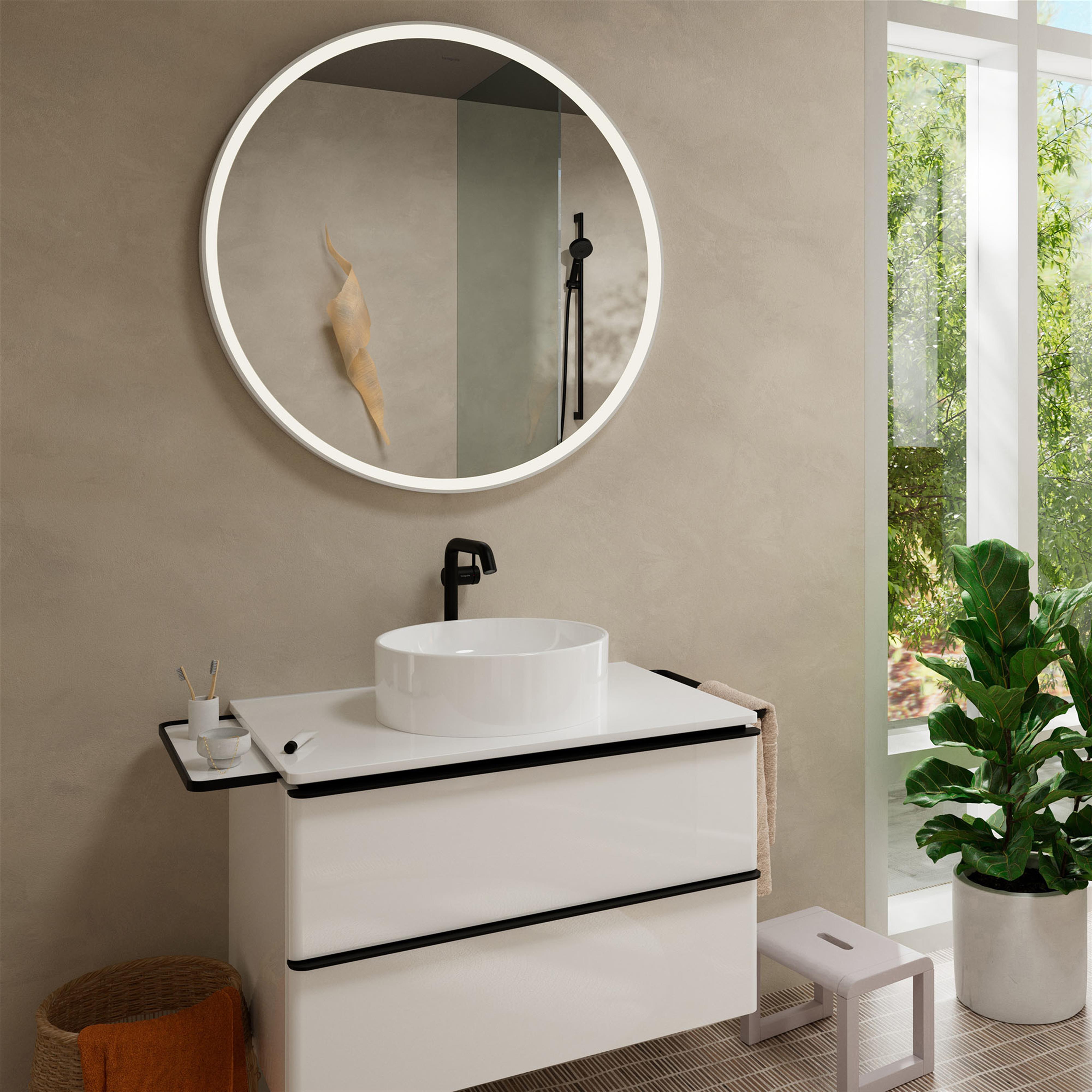 Hansgrohe Tecturis S bateria umywalkowa stojąca wysoka CoolStart czarny mat 73372670