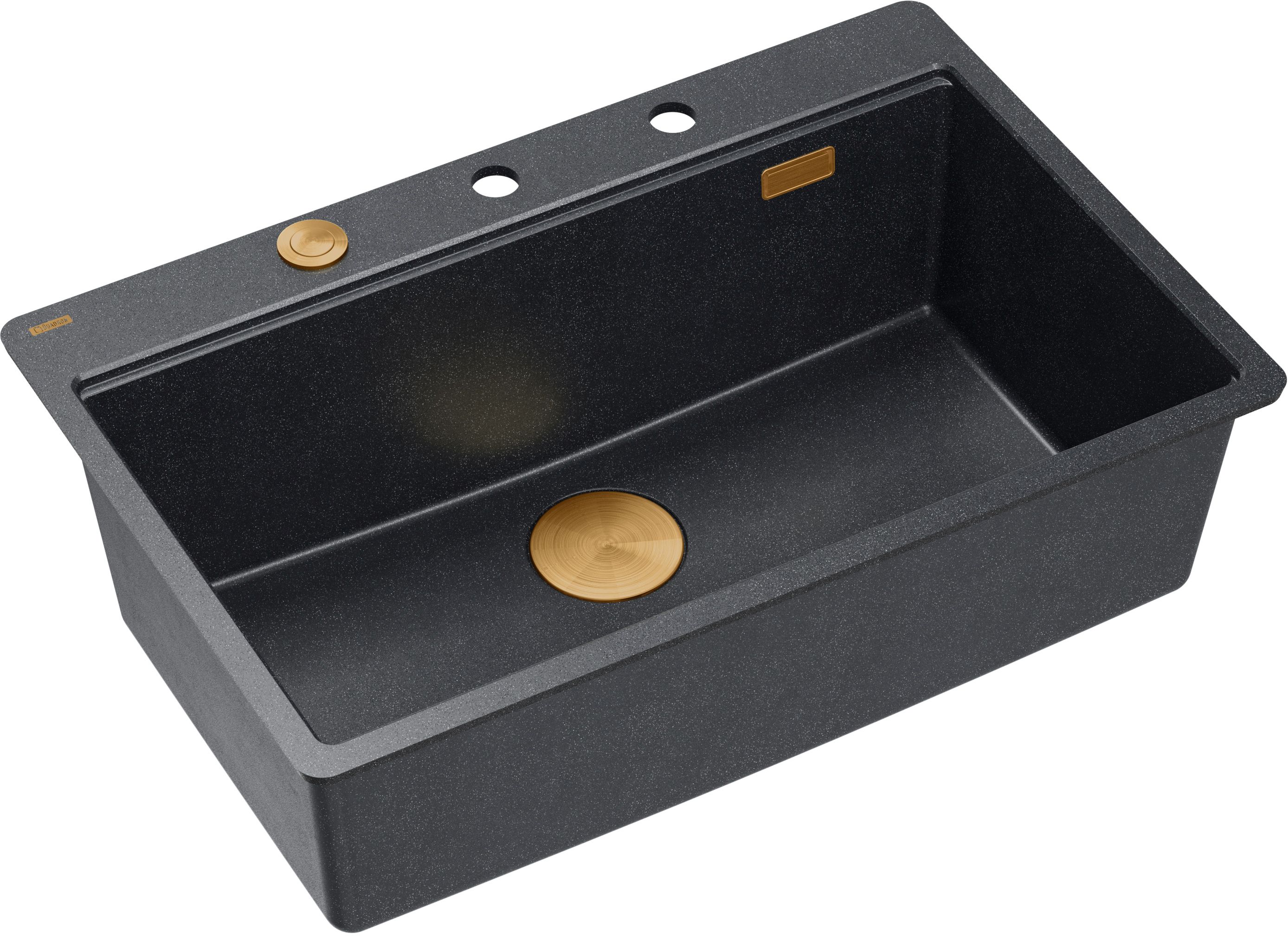 Quadron Marc 110 FM zlewozmywak 75x49 cm GraniteQ black diamond/elementy miedziane HQM7650U8_FM_PVDC1