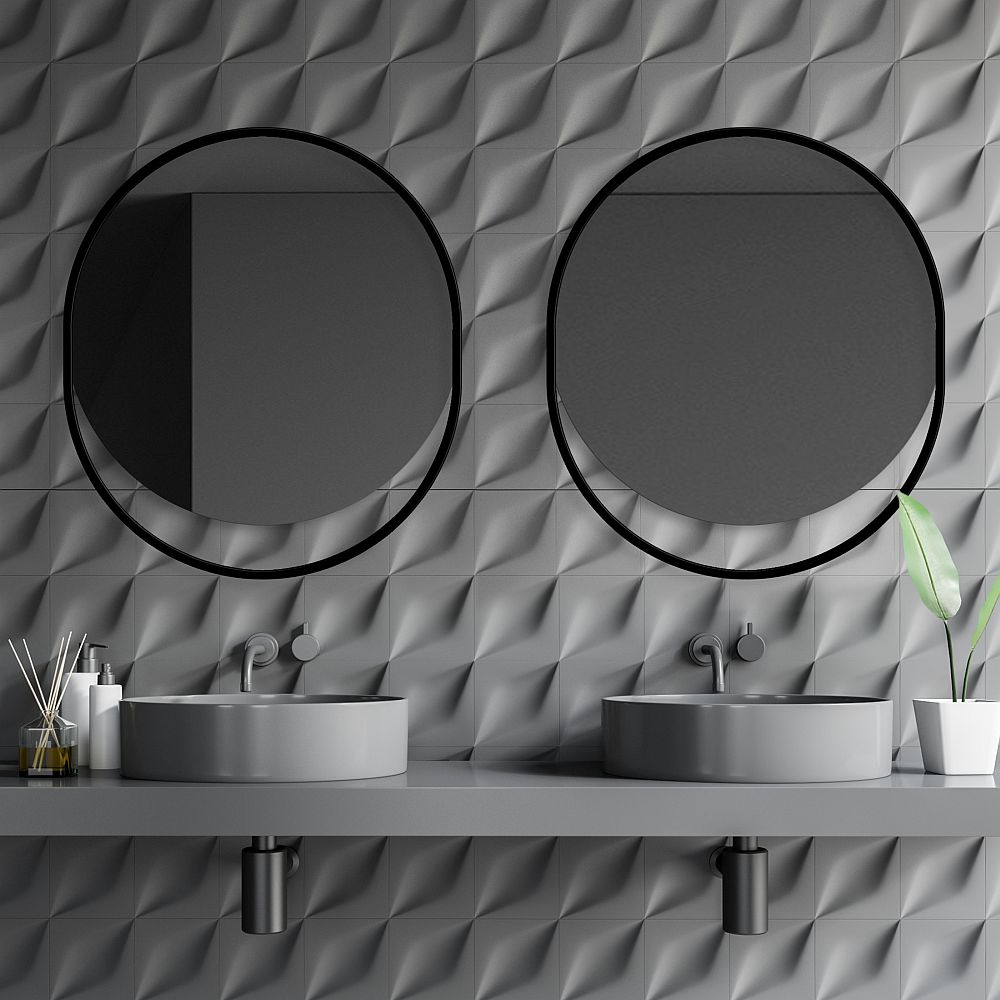 Guarda Ravel lustro 70x85 cm owalne czarny FOR-RAV-CZARNY-70X85