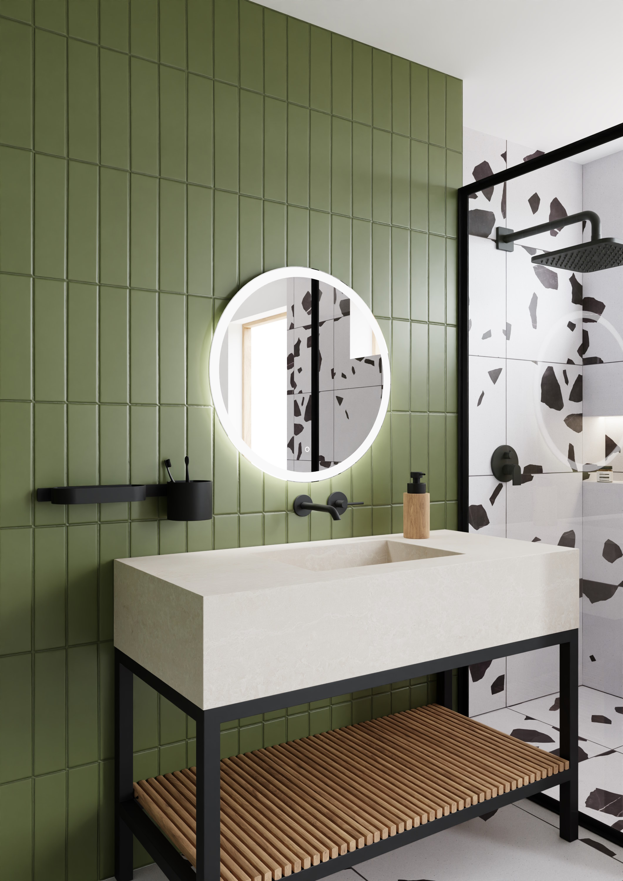 Dubiel Vitrum Niva lustro 70x70 cm okrągłe z oświetleniem LED