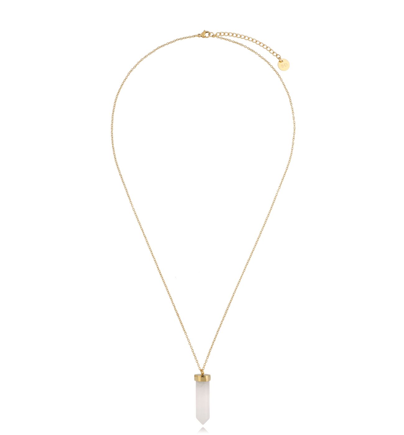 Naszyjnik złoty z kwarcem Go Get It 45 cm - By Dziubeka