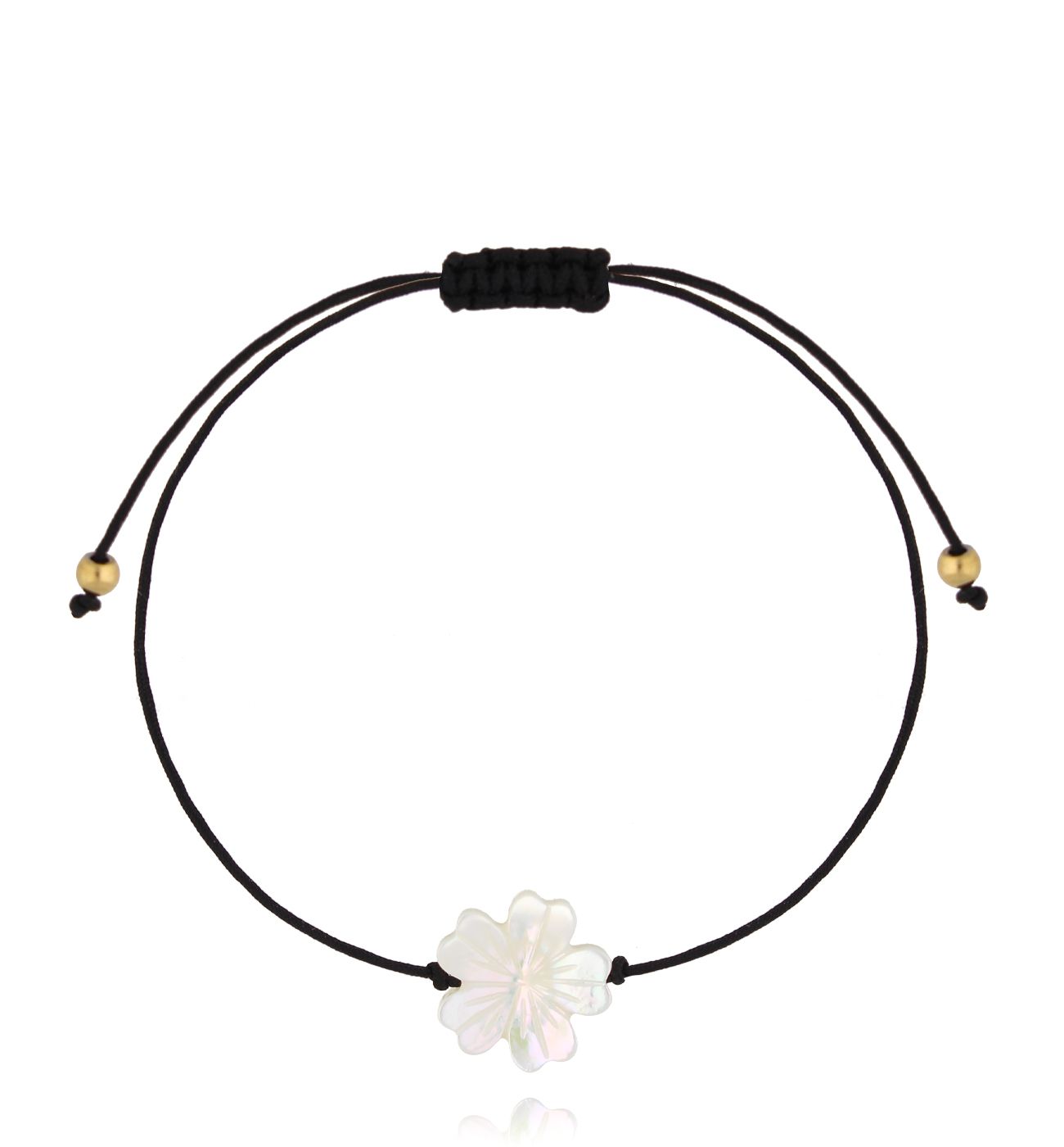 Bransoletka z czarnym sznurkiem i kwiatkiem BGL1032