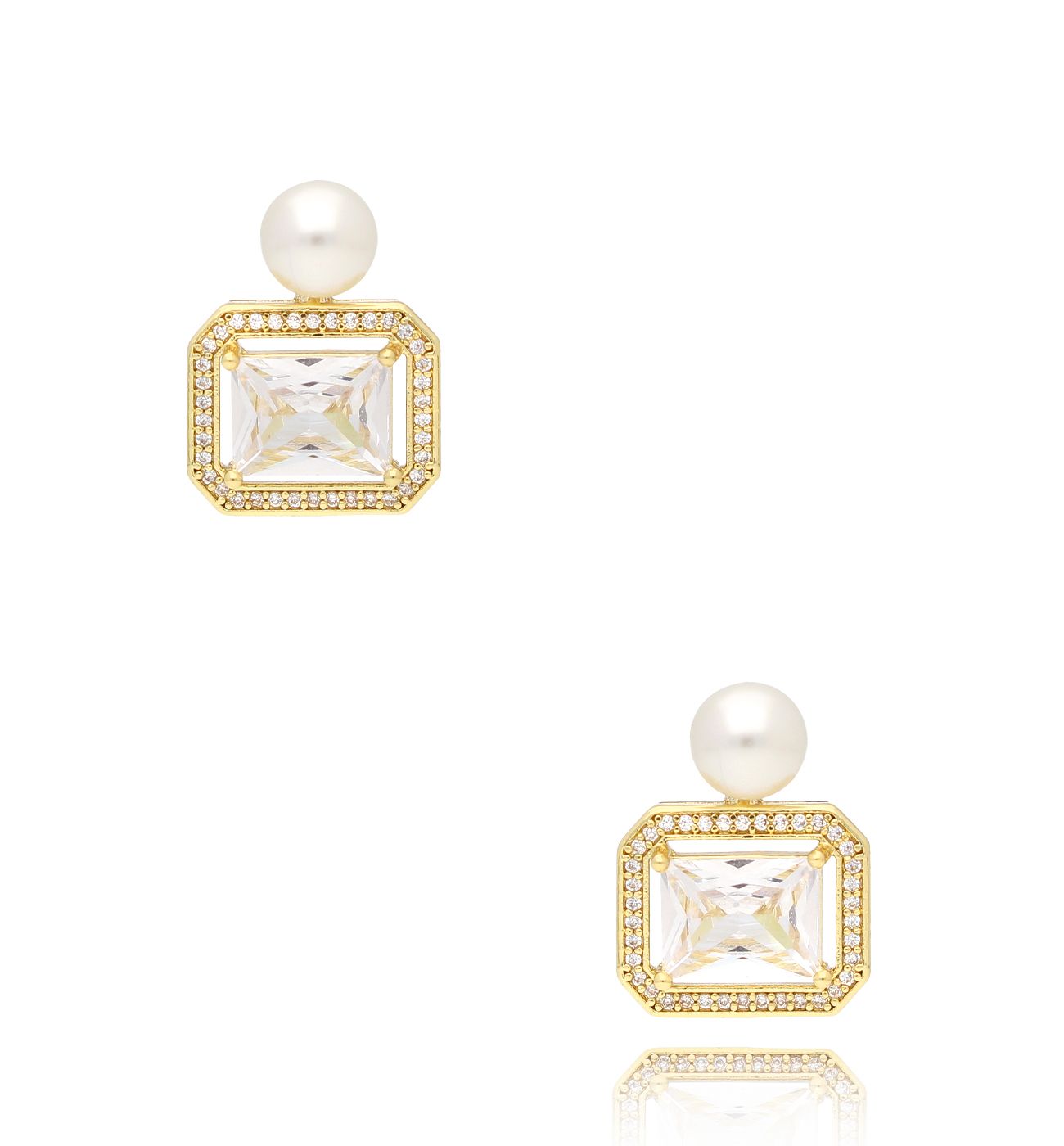 Kolczyki z kryształami i perłą Donatela KSS1803