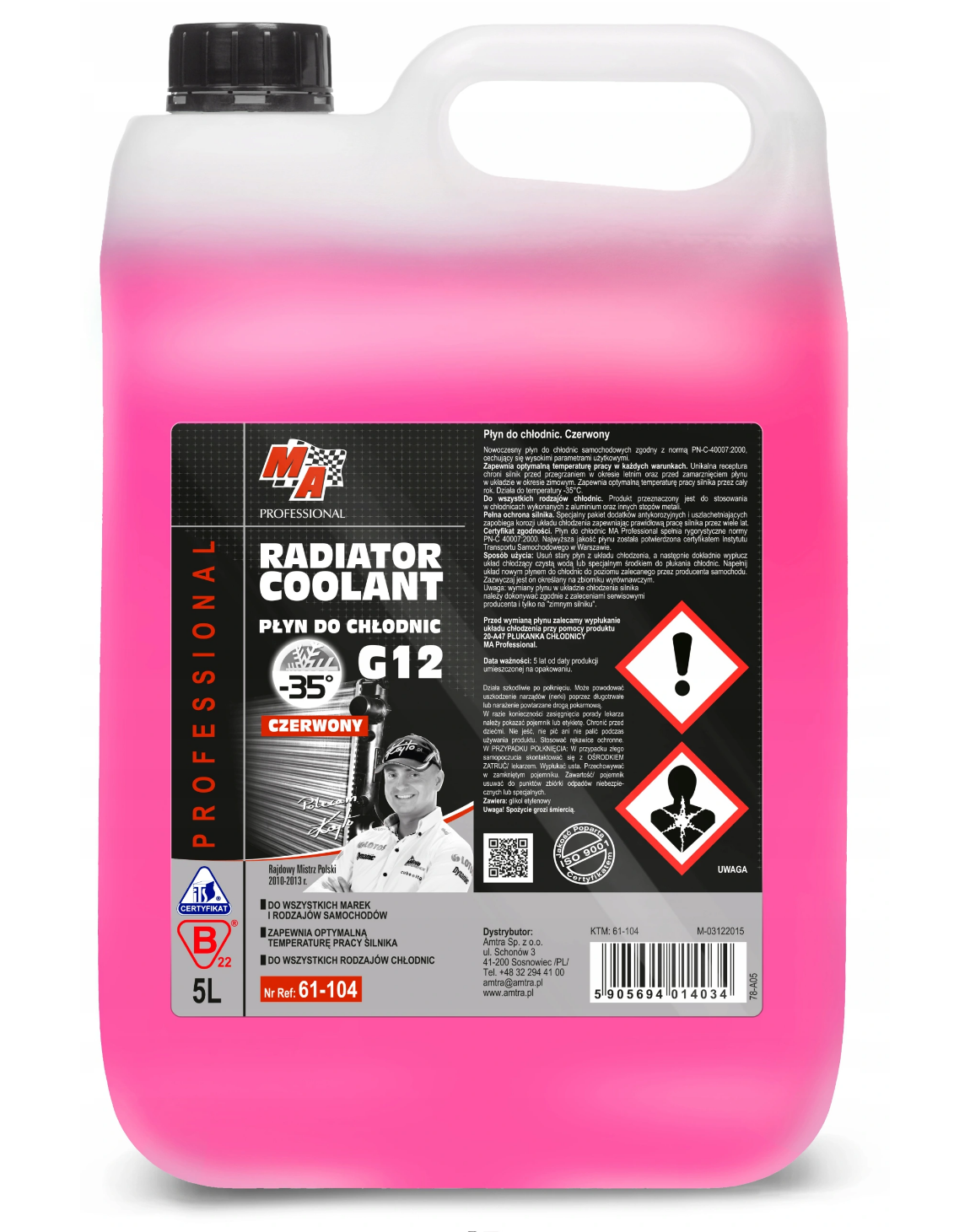 MOJE AUTO PŁYN DO CHŁODNIC -35C G12 CZERWONY 5L - Petrostar