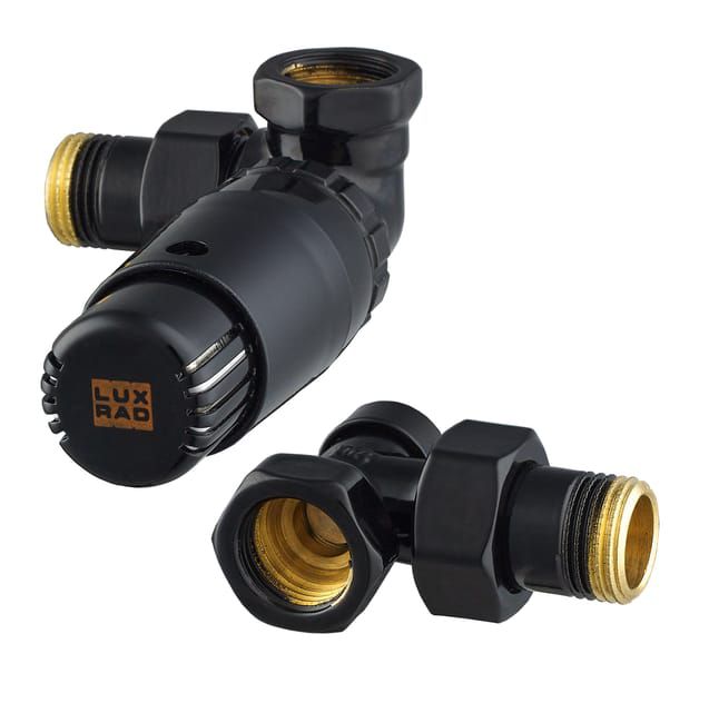 Zestaw termostatyczny osiowo lewy (głowica w prawo) LUXRAD czarny mat 9005 1 kpl