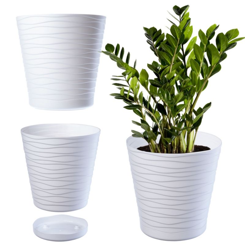 Doniczka KADAX Donica Na Kwiaty 30cm Osłonka Z Podstawką Kwietnik Plastikowa 1 szt.