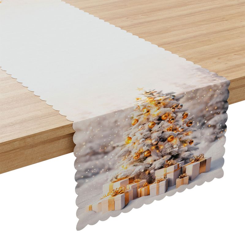 Bieżnik Wodoodporny Złota Choinka Markizeta Poliester Świąteczny 38X160 Cm 1 Szt.