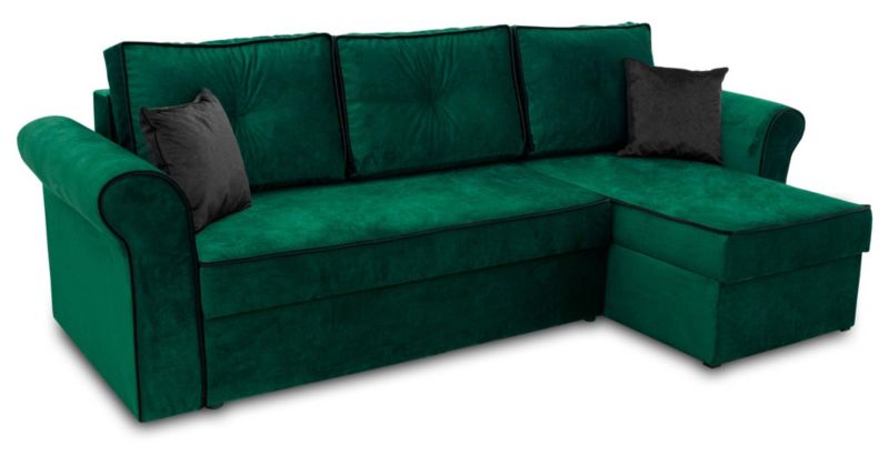 Narożnik rozkładany z pojemnikiem Bonni Trevor Zielony 1 szt.