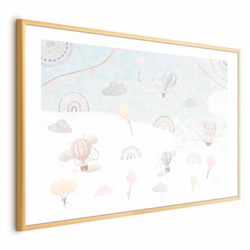 Plakat Artgeist Przygoda pośród chmur 60x40 cm z ramą złotą 1 szt