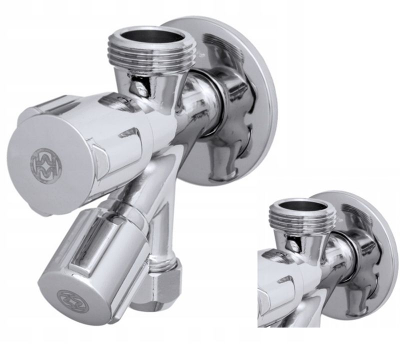 Zawór Kątowy Kombinowany 1/2x3/4x3/8 Granitan Podwójny Kuchnia Łazienka Pralka 1 szt.