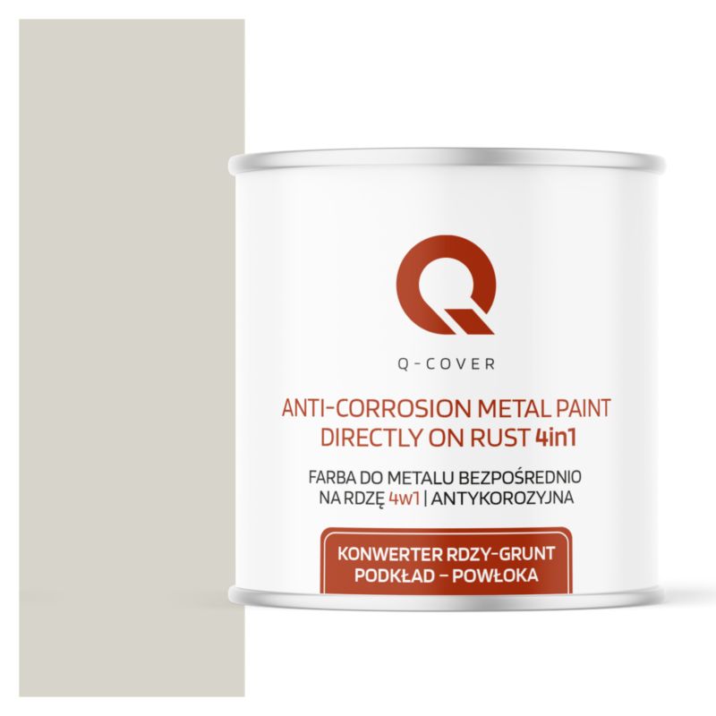 Farba do Metalu Prosto na Rdzę 4w1 Q-Cover Biało-szary RAL9002 Satyna 2.5L