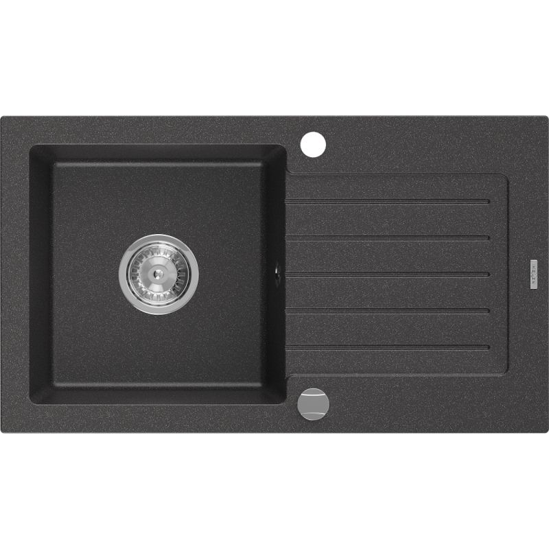 Zlewozmywak wpuszczany Mexen Pablo 1-komorowy czarny/srebrny metalik 752x436 mm - 6510751010-73 1 szt.