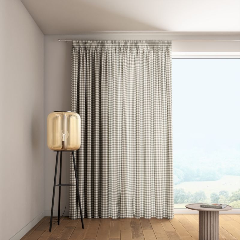 Zasłona na taśmie marszczącej 1 szt. 130 x 245 cm Dekoria szaro-biała kratka (1,5x1,5cm) 1 szt.