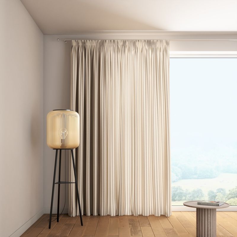 Zasłona na taśmie marszczącej 1 szt. 130 x 260 cm Dekoria szaro-białe pasy (1,5cm) 1 szt.