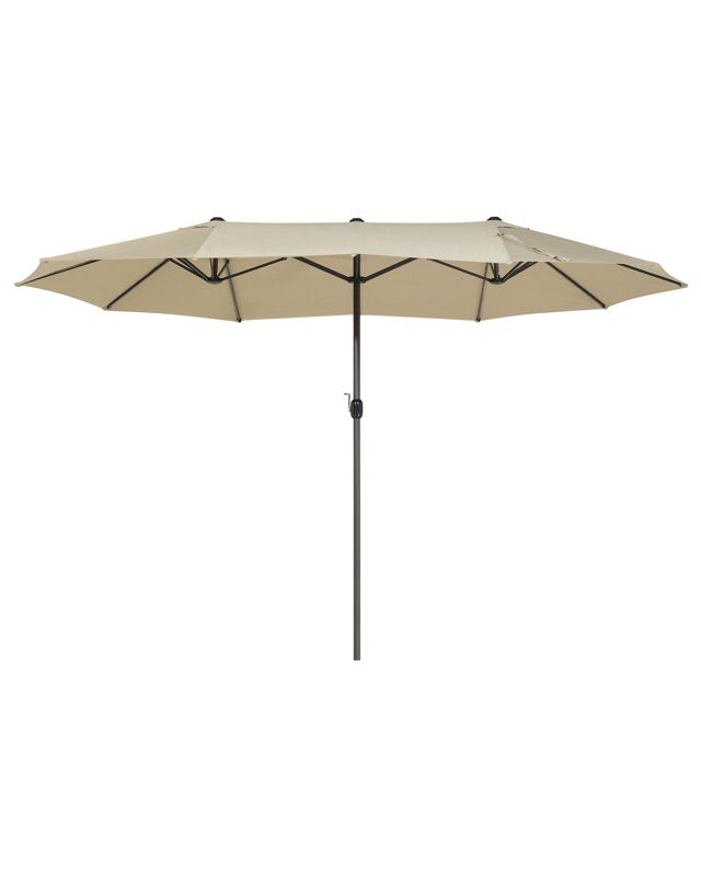 Duży parasol ogrodowy 270 x 460 cm beżowoszary Sibilla 1 szt.